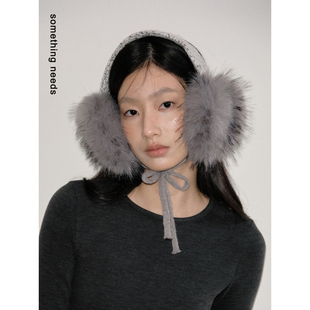郑佰万 秋冬新款绑带式羊毛耳套女保暖防寒毛绒耳暖时髦百搭耳罩