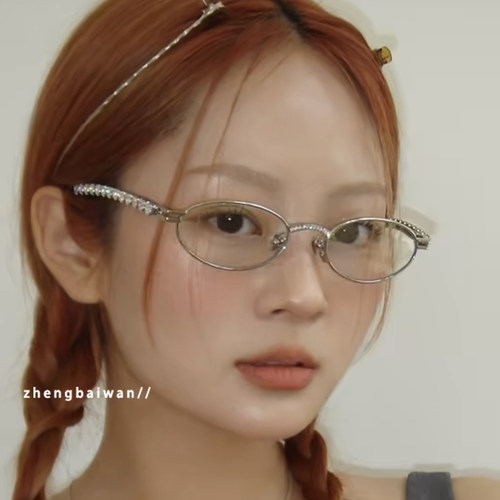 复古金属窄框眼镜女显脸小