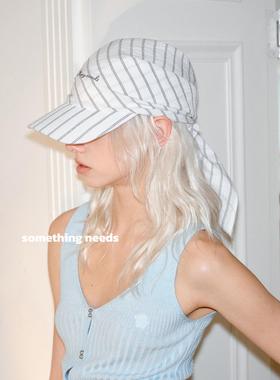 郑佰万 个性条纹绑巾棒球帽甜酷风帽巾出片头巾帽氛围感鸭舌帽潮