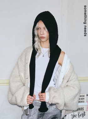 郑佰万 强推款百搭一体式帽子围巾秋冬保暖毛线包头巴拉克拉法帽