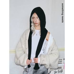 郑佰万 强推款百搭一体式帽子围巾秋冬保暖毛线包头巴拉克拉法帽