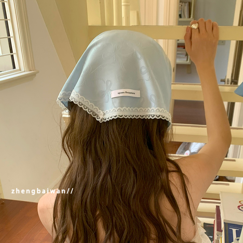 蕾丝边头巾女春夏裹胸丝巾