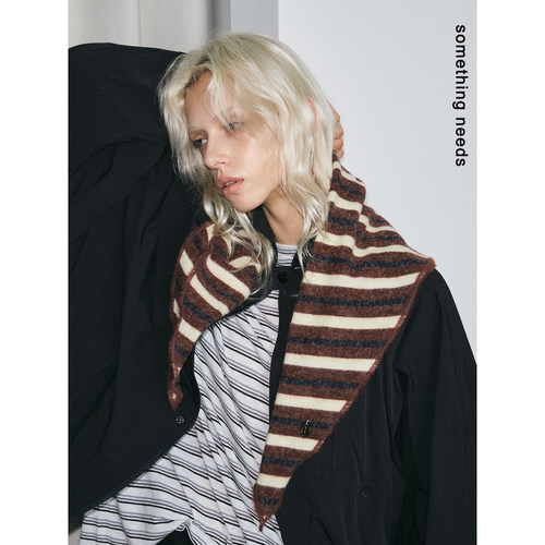 条纹围巾经典复古基础双拼色