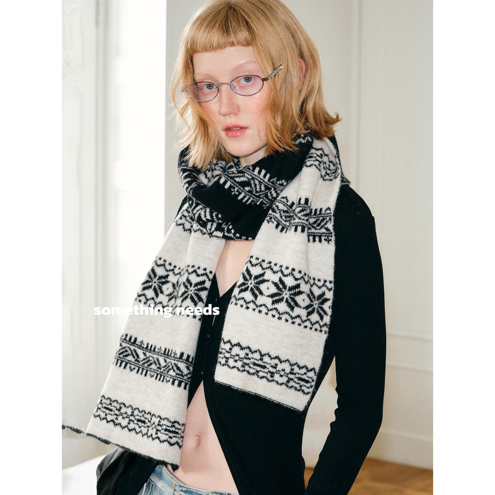 小众设计针织围巾保暖加厚双面戴