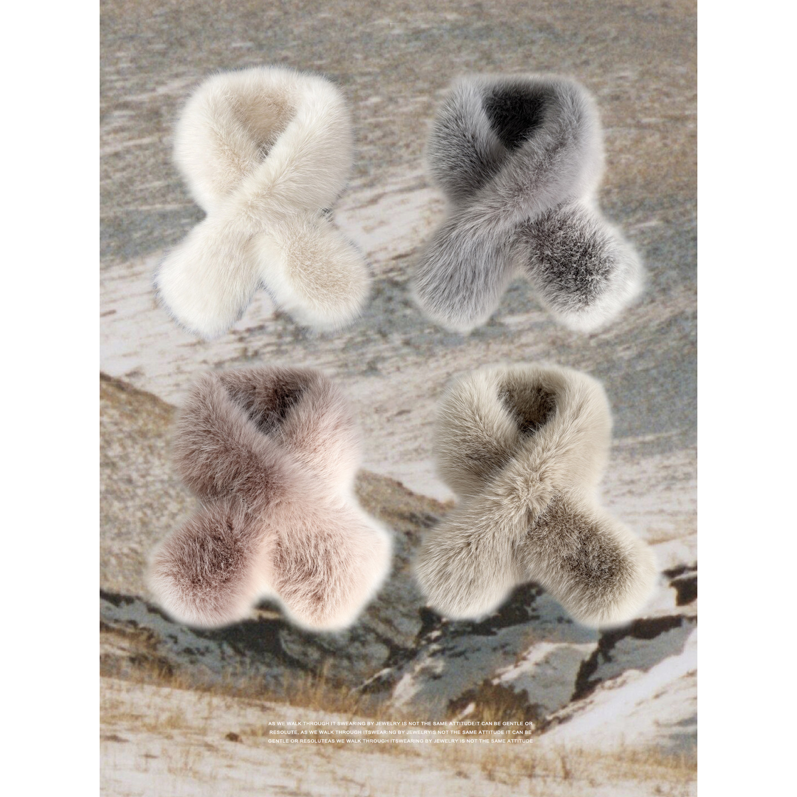 蓬松仿皮草时尚穿插围脖