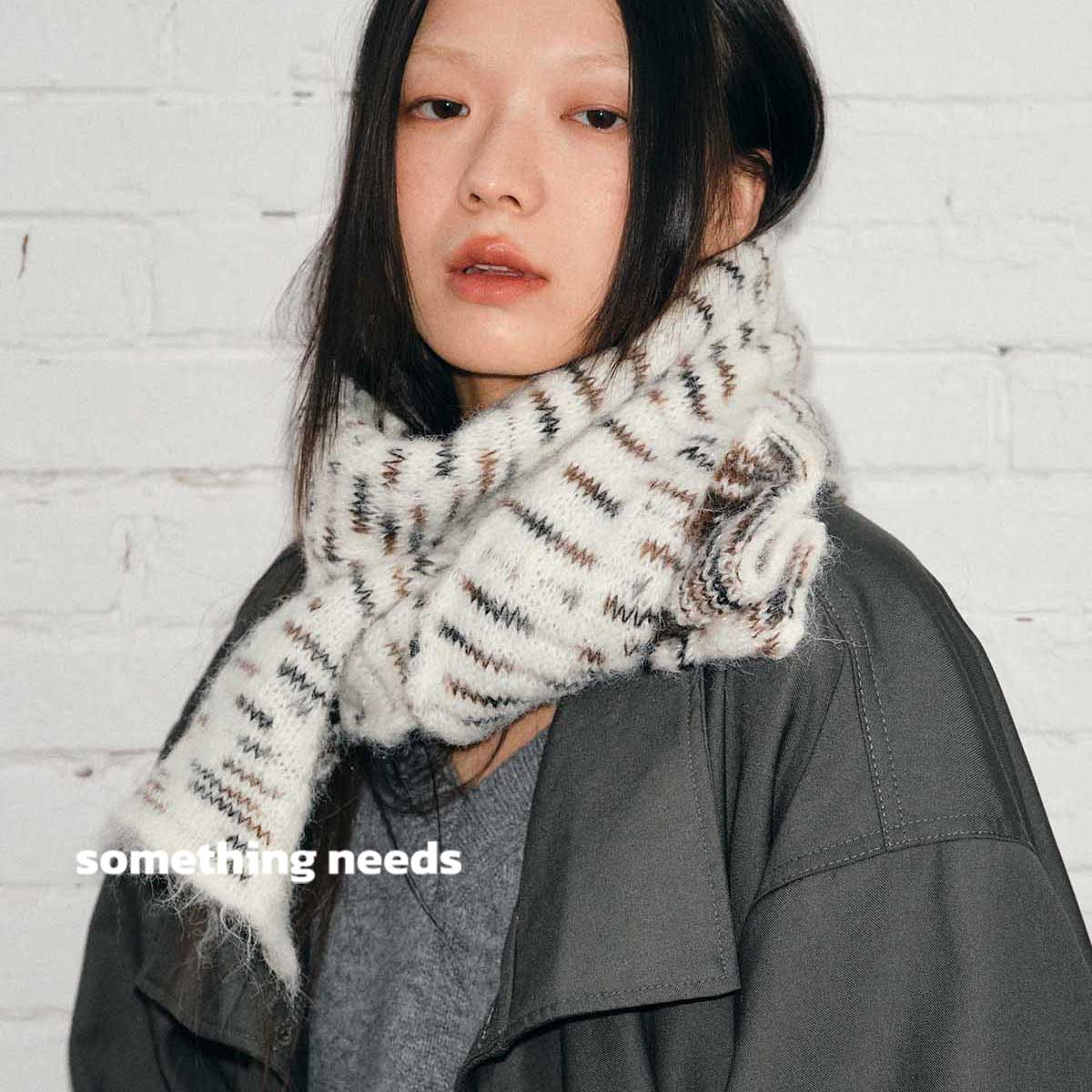 日系软糯针织围巾女条纹