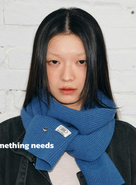 郑佰万 100%wool蓝色羊毛围巾女针织情侣冬季防寒保暖毛线围脖潮