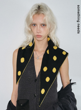 郑佰万 小众复古波点三角巾25秋冬新款多巴胺双拼色百搭披肩围脖