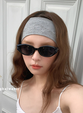 郑佰万 针织发带女春夏百搭吸汗烫钻头带网红头巾瑜伽健身韩系潮