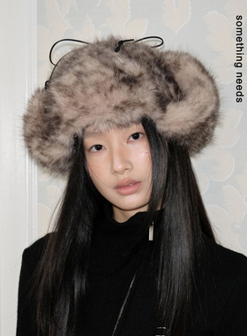 郑佰万 时髦酷女孩 多戴法豹纹毛毛雷锋帽冬季含羊毛防寒护耳帽潮