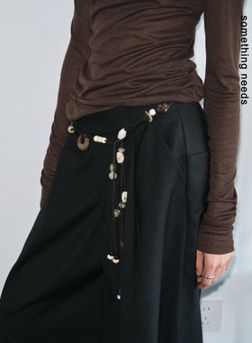 郑佰万 原创复古串珠腰链2025个性设计感腰带女精致时髦珠木项链