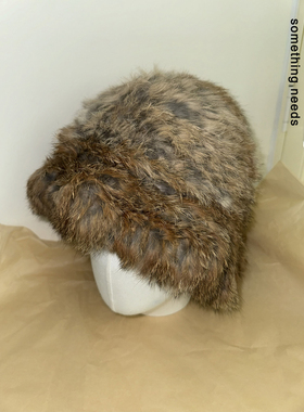 郑佰万 软糯兔毛 时髦个性毛绒绒盆帽冬季加厚保暖显脸小渔夫帽女