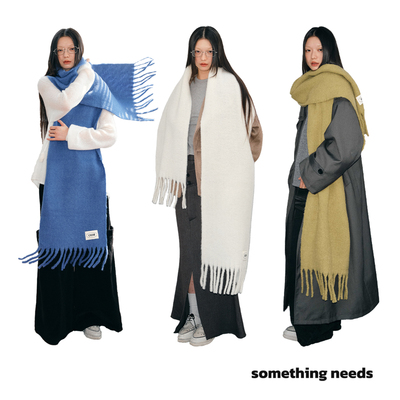 羊毛纯色马海毛围巾女高级感