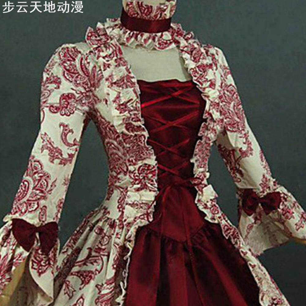 欧美长袖印花气质宫廷晚礼服大喇叭袖连衣裙礼服/晚装ktv礼服