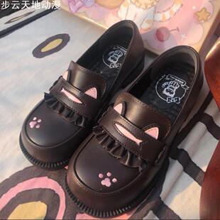 猫猫学院公主小皮鞋正版厚底增高圆头JK制服鞋超软洛丽塔橡胶