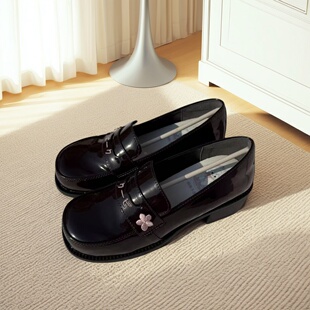 甜美圆头Lolia绣花乐福鞋圆头平底jk中跟制服鞋日系百搭2025秋