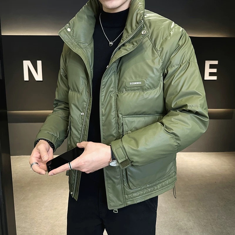 皮羽绒服男士冬季2025新款男装潮牌青年短款品牌冬装加厚立领外套