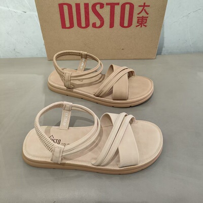 大东平底凉鞋夏季2025新款软底百搭不累脚外穿配裙子罗马女鞋3569