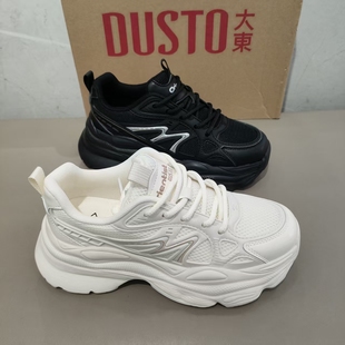 大东老爹鞋女鞋2026春季新款休闲圆头厚底系带网布拼接运动鞋1318