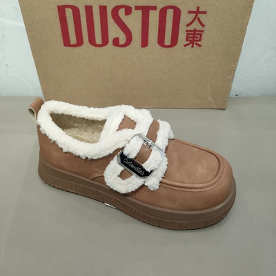 大东加绒乐福鞋2025冬季新款加棉毛毛鞋舒适保暖勃肯鞋1627/2295