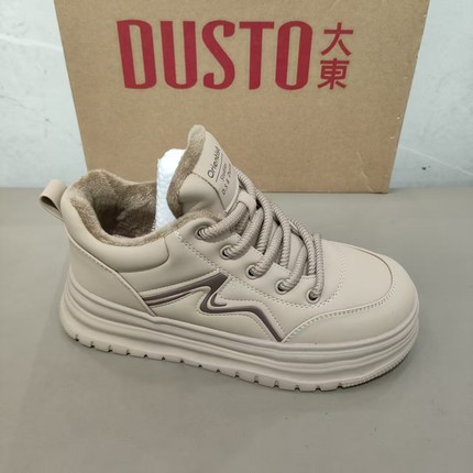 大东加绒女鞋2025冬季新款时尚小白鞋女士运动鞋舒适轻巧女鞋1353