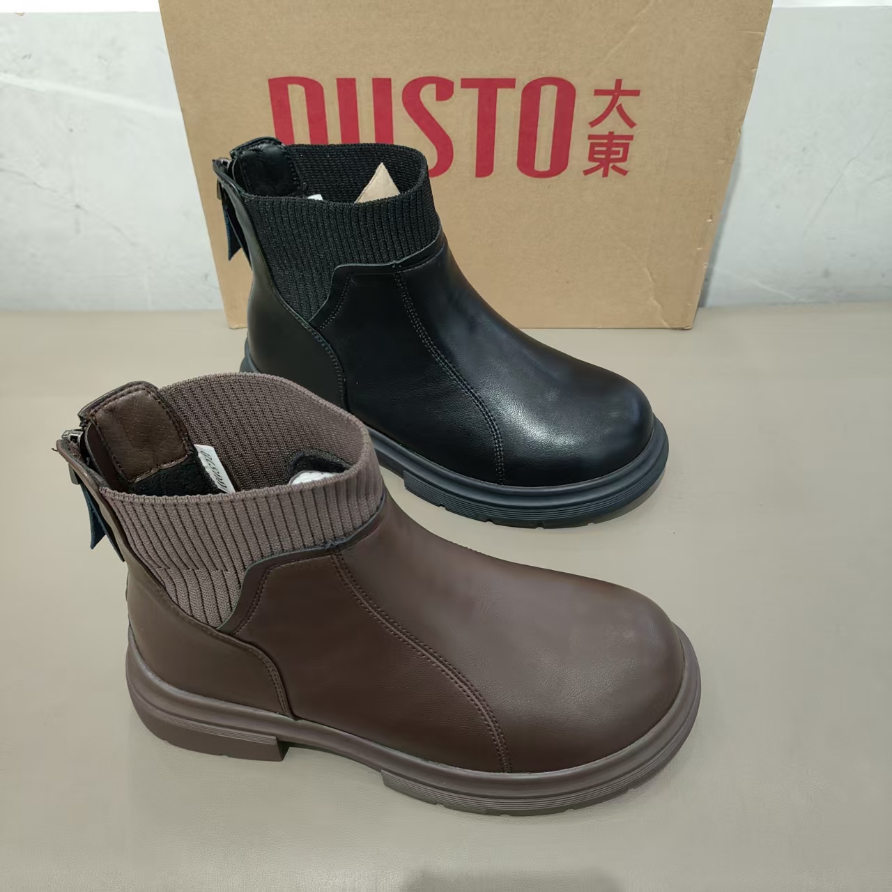 大东加绒女鞋2025冬季新款时尚英伦风简约百搭舒适保暖女短靴3768