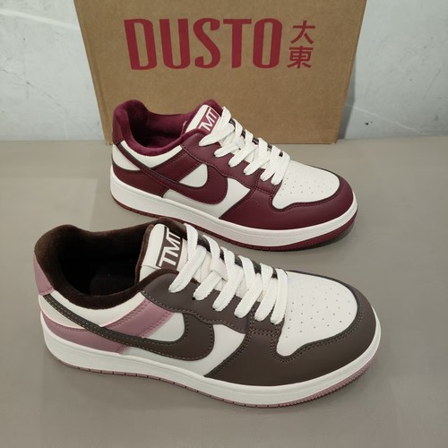 大东加绒女鞋2025冬季新款百搭小白鞋系带圆头拼接休闲板鞋3739