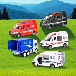 3岁宝宝110货柜车小汽车消防仿真警车男孩120救护车急救车消防车