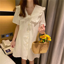 2020夏季新款法式复古娃娃领连衣裙女甜美可爱小个子初恋公主裙子
