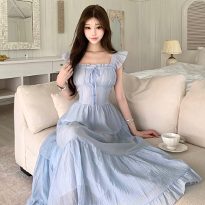 温柔气质吊带连衣裙女夏初恋清纯白月光修身收腰显瘦清新甜美裙子