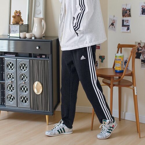 Adidas阿迪达斯2025春新款黑白直筒裤男女长裤休闲裤子TR30PR-BW