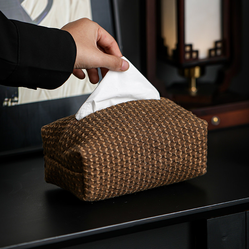 日系禅意纸巾盒棉麻布艺复古民宿酒店抽纸盒客厅茶几纸巾袋高级感