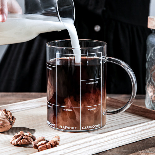 ins简约高硼硅耐热带刻度玻璃杯