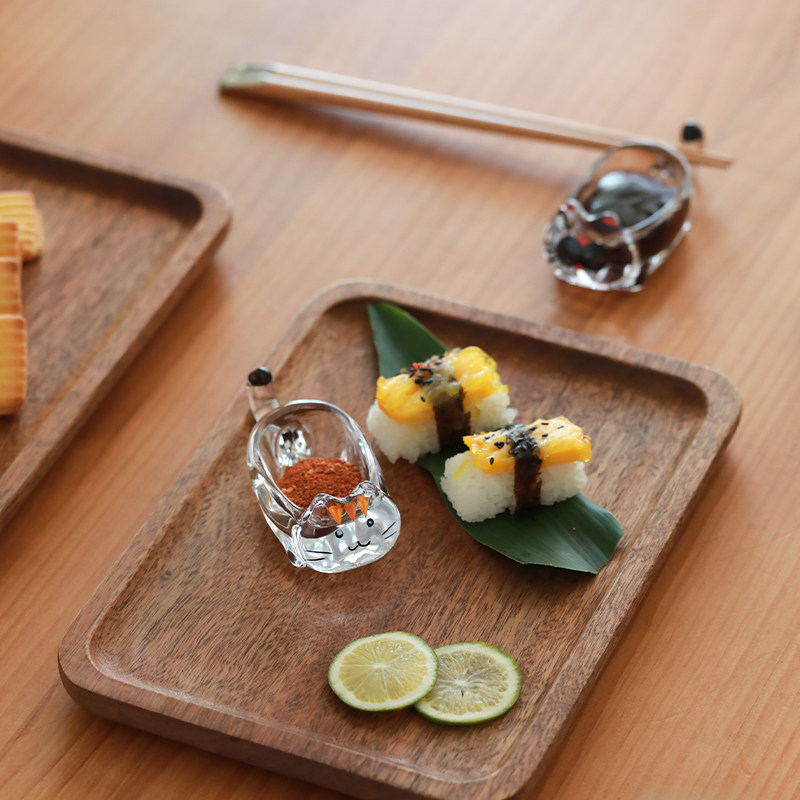 猫咪水晶玻璃多用调味蘸料碟创意番茄酱油醋碟家用小吃碟子筷子托,餐饮具,筷子架,淘宝优惠券,粉丝福利购,淘宝优惠卷