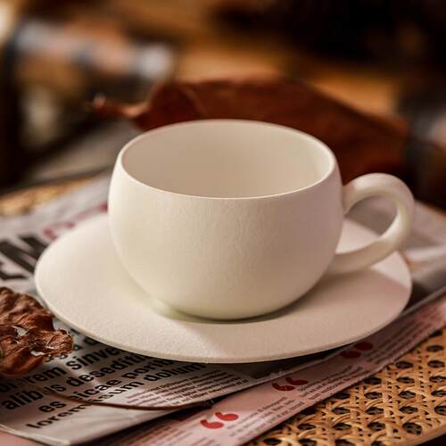 复古石纹咖啡杯子高级感咖啡杯碟陶瓷蛋杯拿铁拉花杯精致下午茶杯