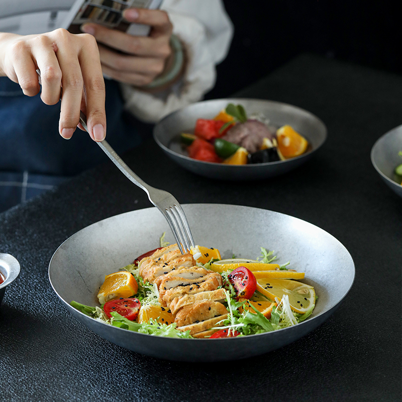 304不锈钢圆形深盘沙拉碗盘