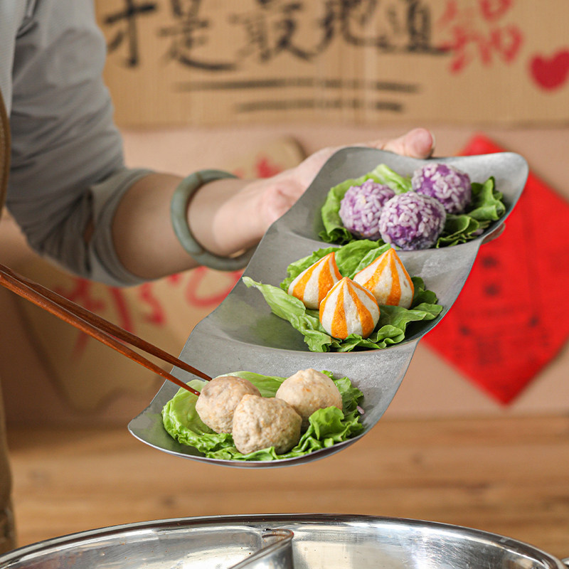 火锅盘分格菜盘复古风304食品不锈钢餐具配菜盘分格餐盘厨房用品,厨房/烹饪用具,配菜/备菜盘,淘宝优惠券,粉丝福利购,淘宝优惠卷