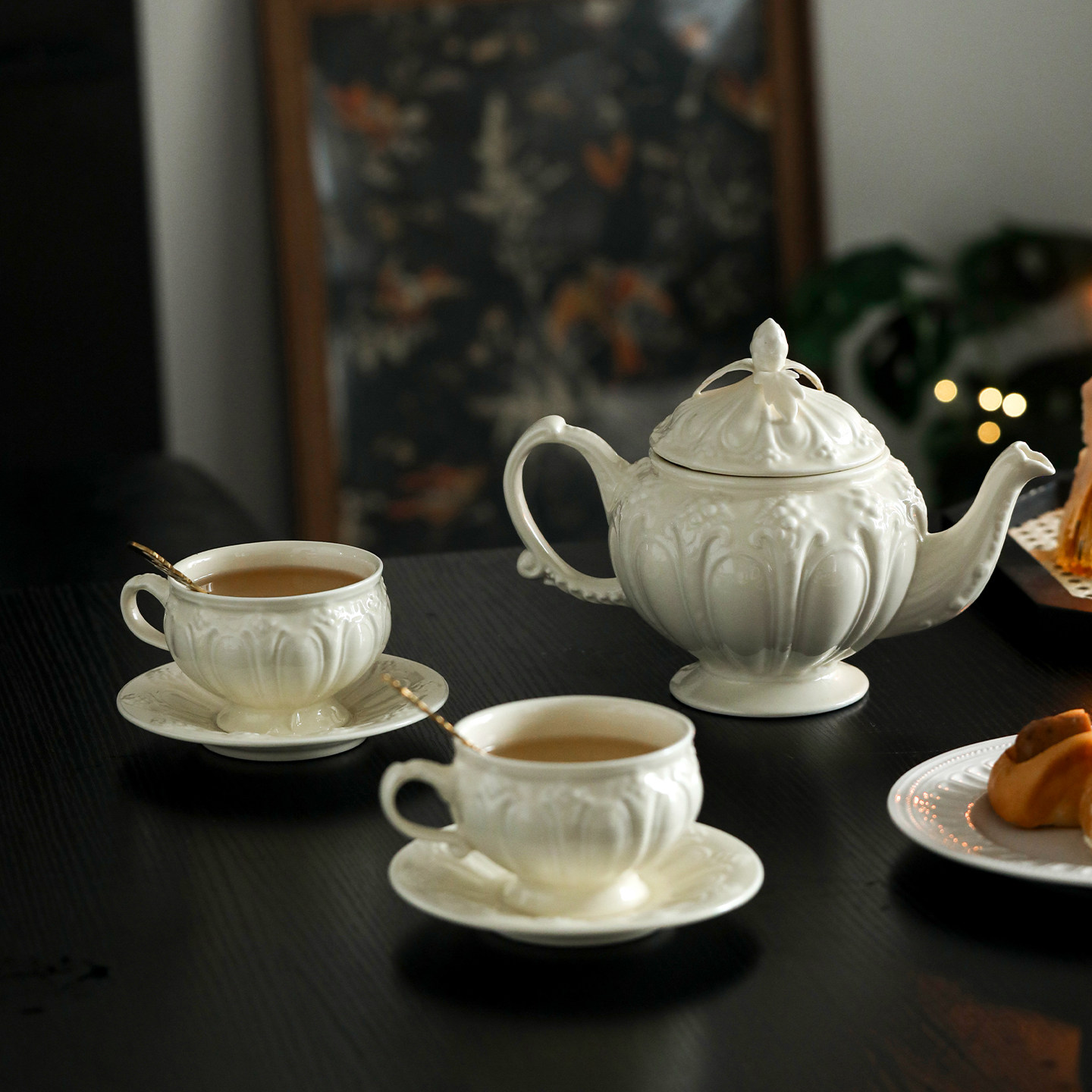 复古宫廷风下午茶壶陶瓷法式茶具套装轻奢巴洛克浮雕咖啡杯碟家用,餐饮具,咖啡杯,淘宝优惠券,粉丝福利购,淘宝优惠卷