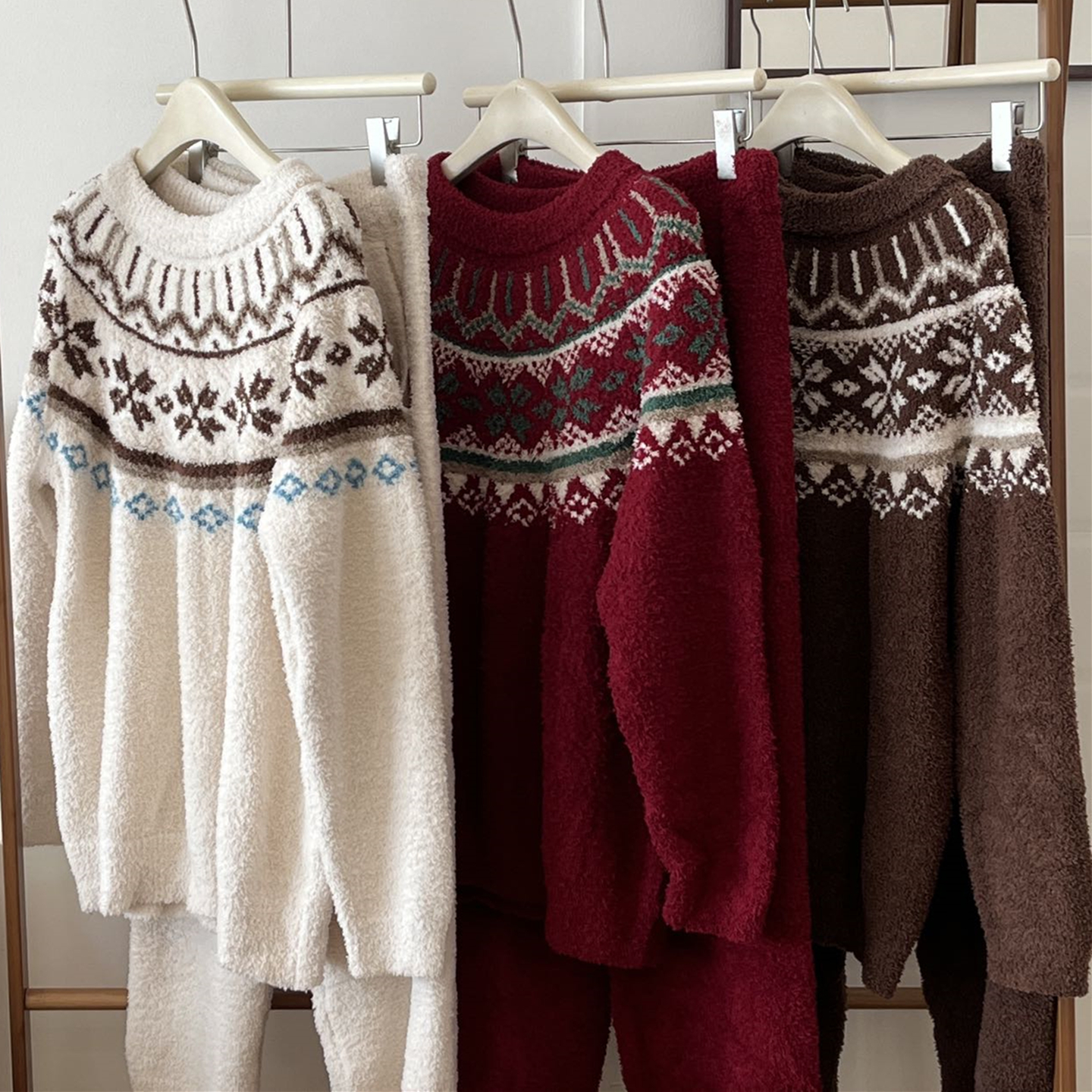 半边绒睡衣女冬季复古慵懒风保暖