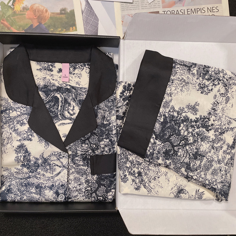 情侣冰雪丝水墨画睡衣家居服