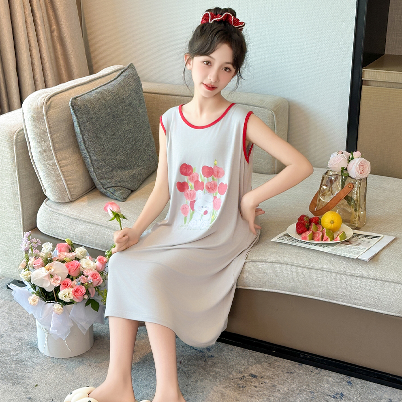 女童夏季莫代尔睡裙薄家居服睡衣
