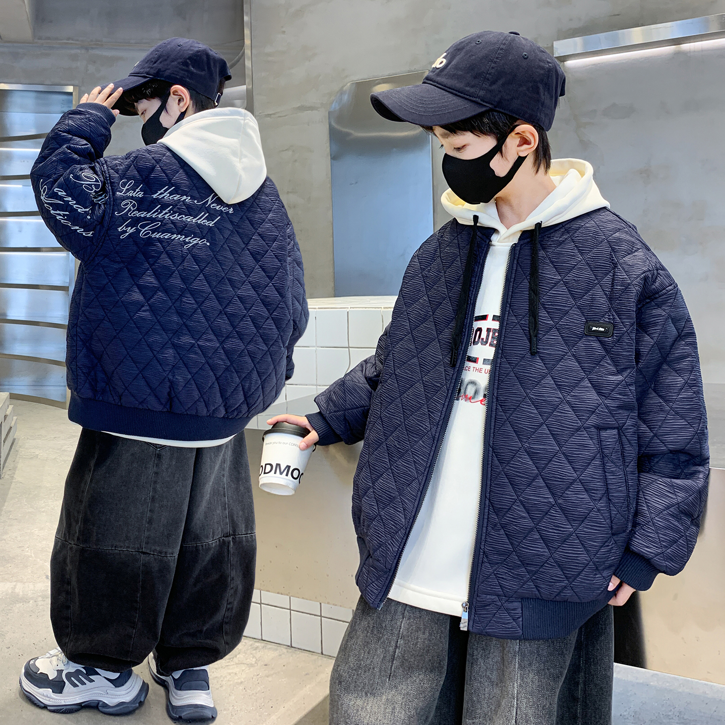 男童秋冬棉袄韩版中大童夹棉棒球服儿童时尚保暖外套休闲上衣夹克
