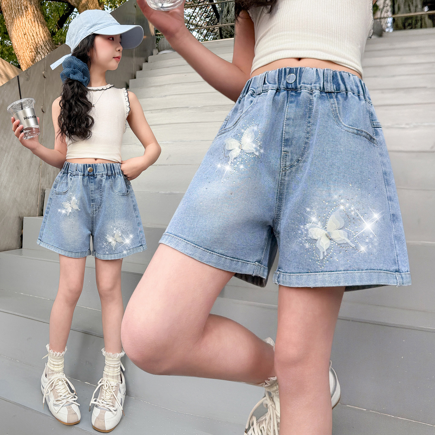 童装夏款牛仔短裤韩版女童洋气薄款热裤小女孩时尚休闲裤沙滩裤潮