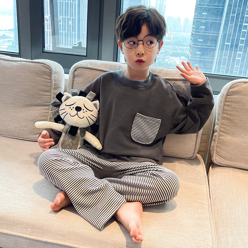 男童睡衣春秋冬装儿童德绒家居服