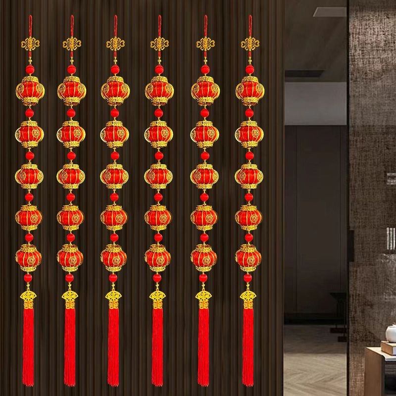 植绒大红小灯笼串挂饰装饰挂件鞭炮辣椒布置喜庆户外客厅2026新款
