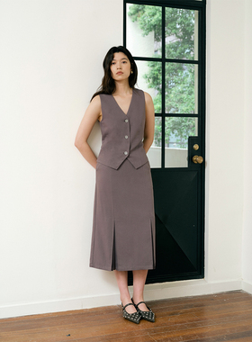 Wild Trims 野裁 「隐波」 复古优雅灰色打褶工艺修身短马甲背心