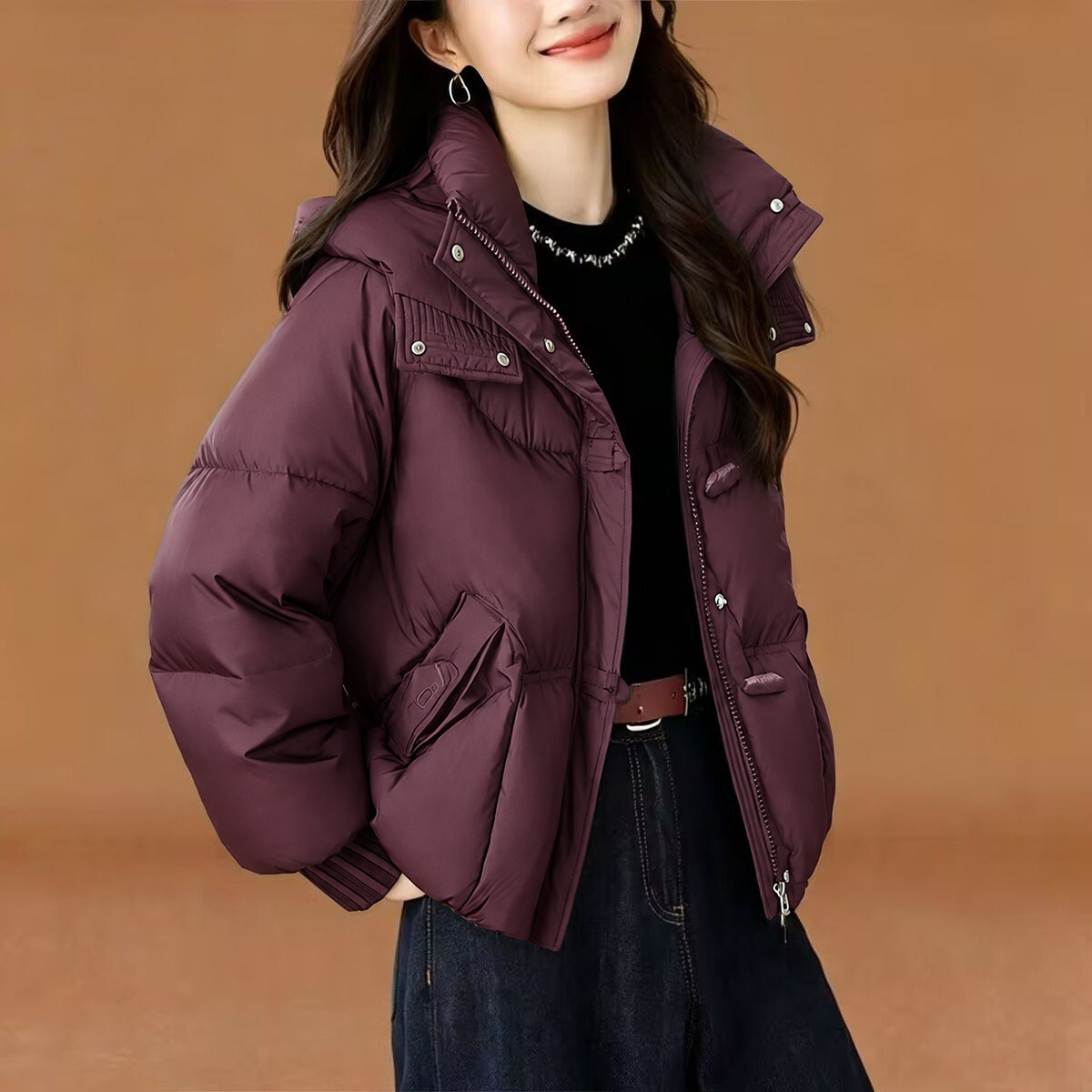 2026新款韩版短款连帽棉服女今年流行冬季加厚保暖小个子棉衣外套