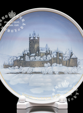 现货德国制Rosenthal 罗森泰1976年手绘陶瓷盘 雪中美景 童话古堡