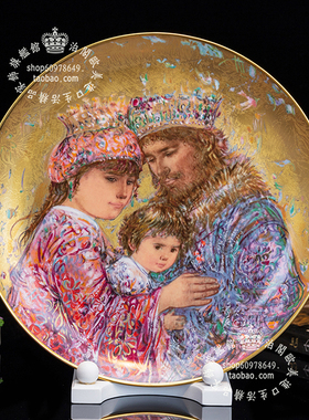 限量5000 德国制 Edna Hibel Studio 无私的爱 丝绒金艺术陶瓷盘