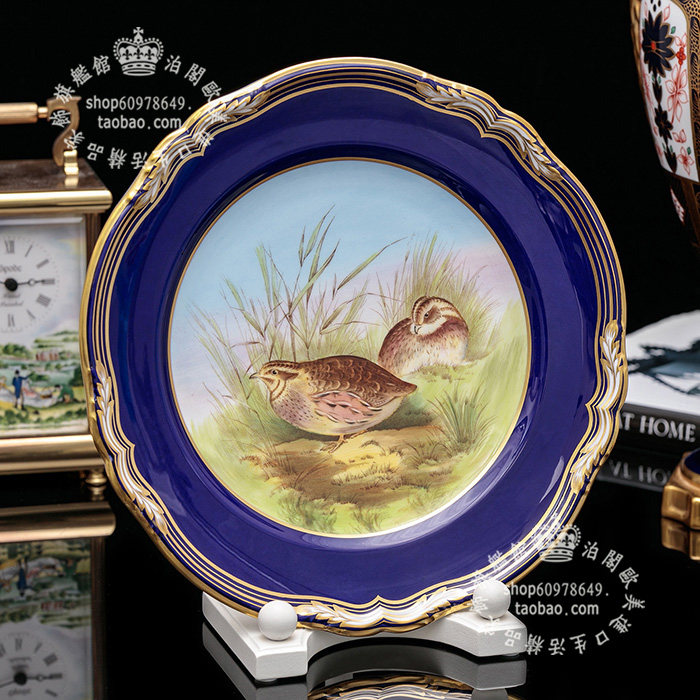少有手绘英国制 spode 骨瓷骨瓷盘客厅书房装饰挂盘 百鸟呈祥 2款